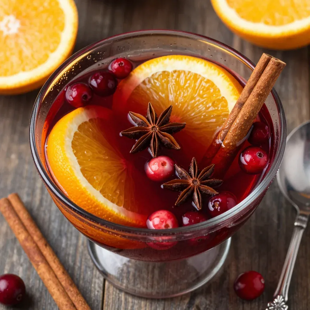 warm mulled cranberry punch with orange and cinnamon for parties - Pam ...